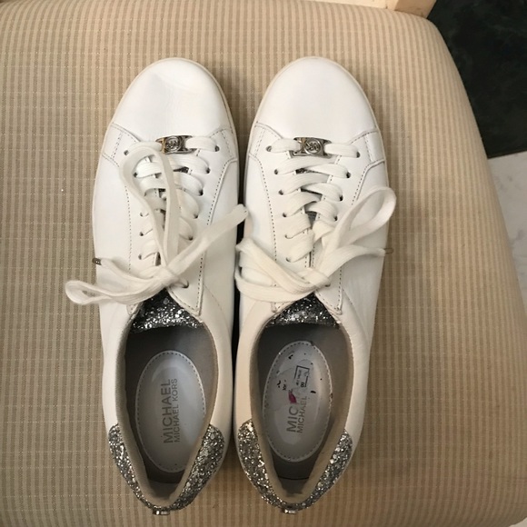 MICHAEL Michael Kors Shoes - Michael Kors white & jeweled sneakers leather 9.5